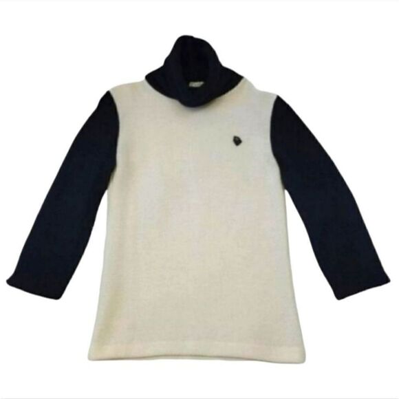 Vintage 60s Christian Dior London Colorblock Turtleneck Sweater in Cream/Black - Picture 3 of 13